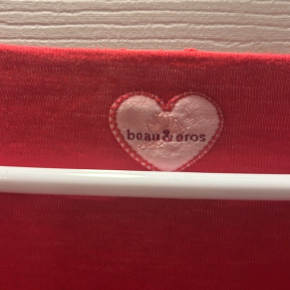 Red Long Sleeve Tie Front Cropped Top - Picture 3 of 5